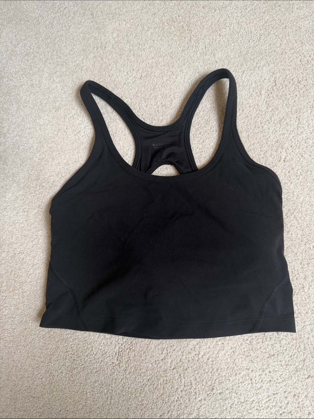 Athleta Black Racerback Cropped Sports Bra